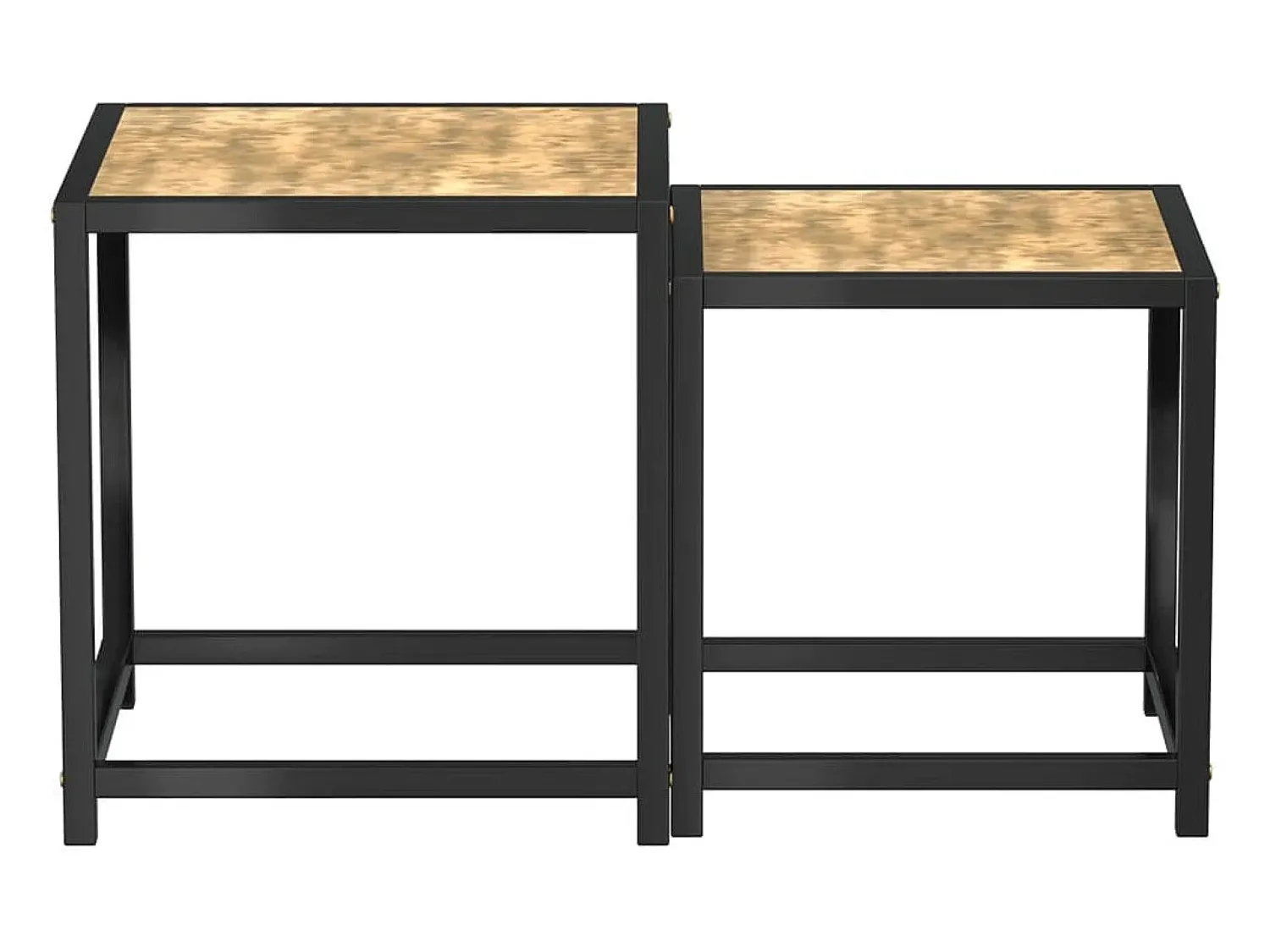 Mesa De Centro| Mesas de centro 2 pcs MDF preto e amarelo PT258138 Castanho