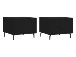 Clearance vidaxl Mesas de centro 2 pcs 50x50x40 cm madeira processada Preto