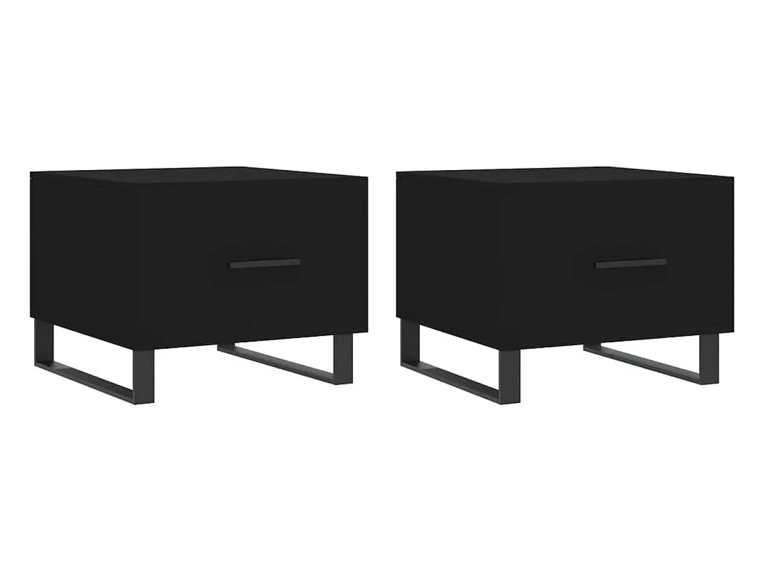 Mesa De Centro| Mesas de centro 2 pcs 50x50x40 cm madeira processada PT956014 Preto