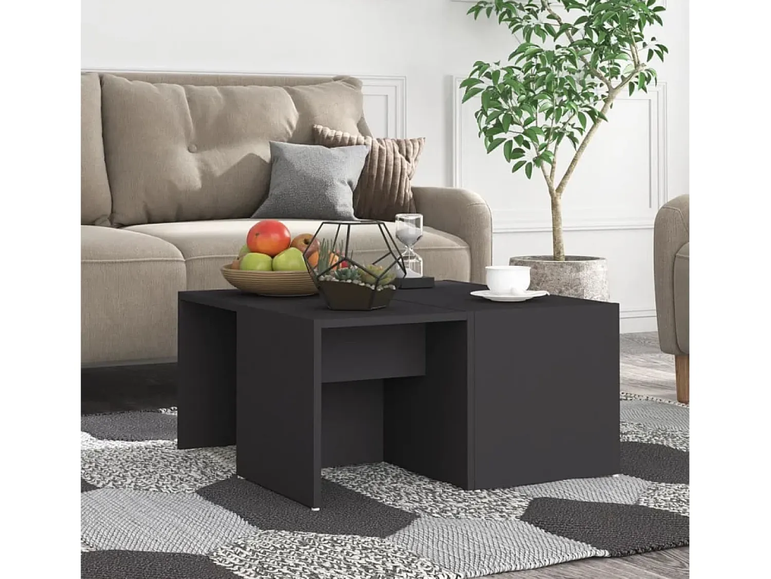 Mesa De Centro* Mesas de centro 4 pcs 33x33x33 cm derivados de madeira cinza Cinzento