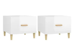Mesa De Centro| Mesas de centro 2 pcs 50x50x40 cm brilhante PT109820 Branco
