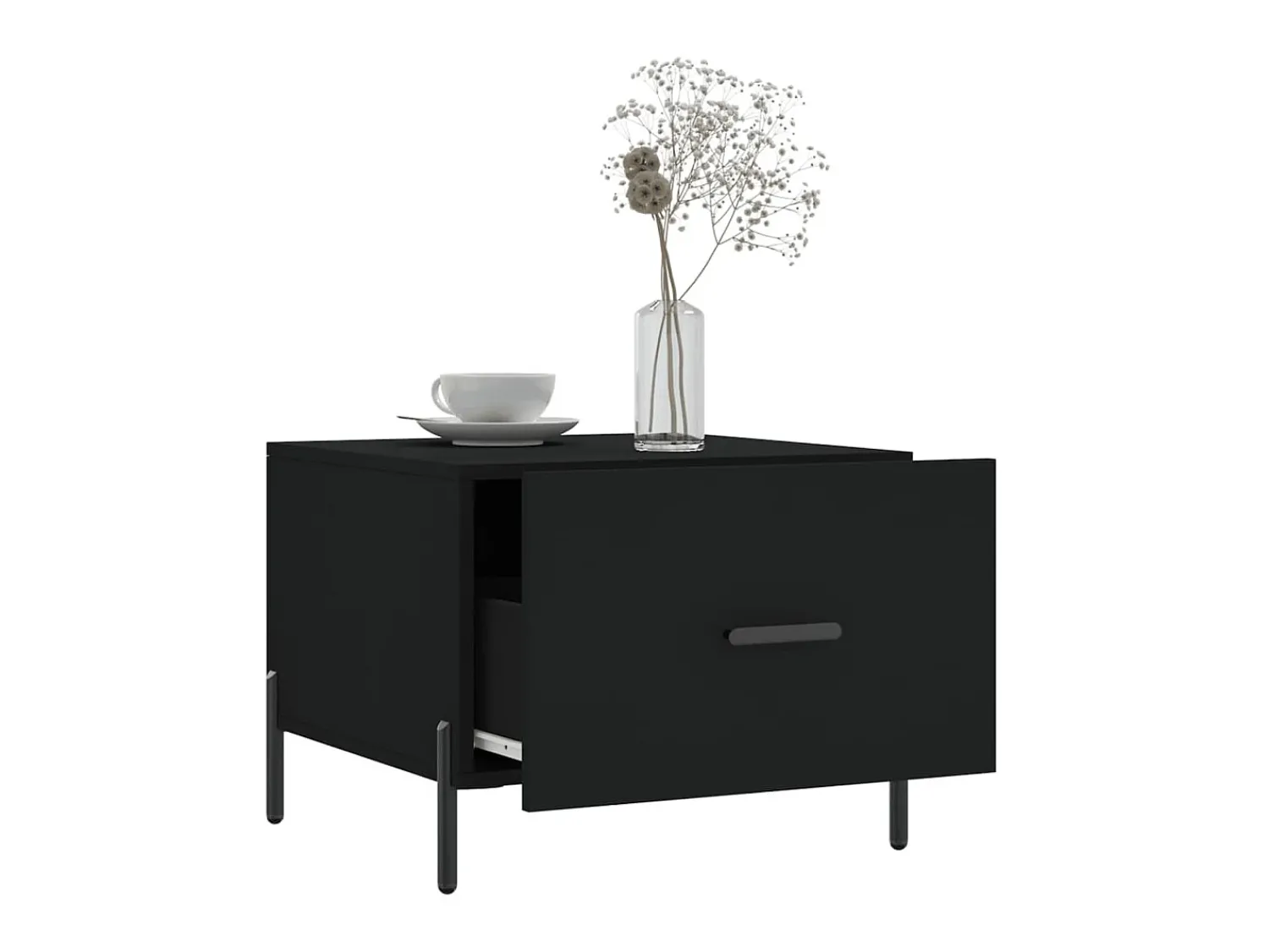 Mesa De Centro| Mesas de centro 2 pcs 50x50x40 cm madeira processada PT536488 Preto