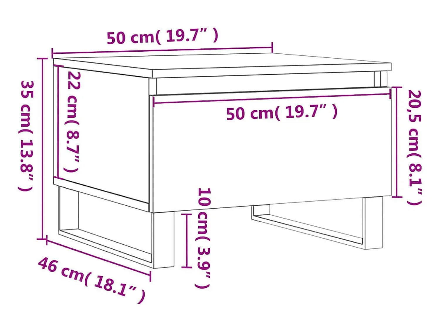 Mesa De Centro*vidaxl Mesas de centro 2 pcs 50x46x35 cm derivados de madeira Preto