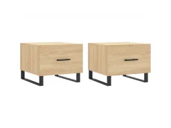 Mesa De Centro* Mesas de centro 2 pcs 50x50x40cm deriv. madeira carvalho sonoma PT739466 Castanho