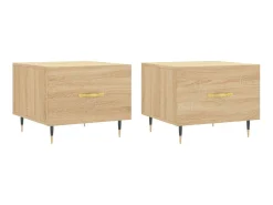 Mesa De Centro* Mesas de centro 2 pcs 50x50x40cm deriv. madeira carvalho sonoma PT170385 Castanho