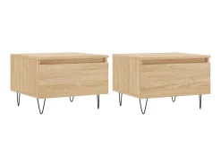 Mesa De Centro| Mesas de centro 2 pcs 50x46x35cm deriv. madeira carvalho sonoma PT505705 Castanho