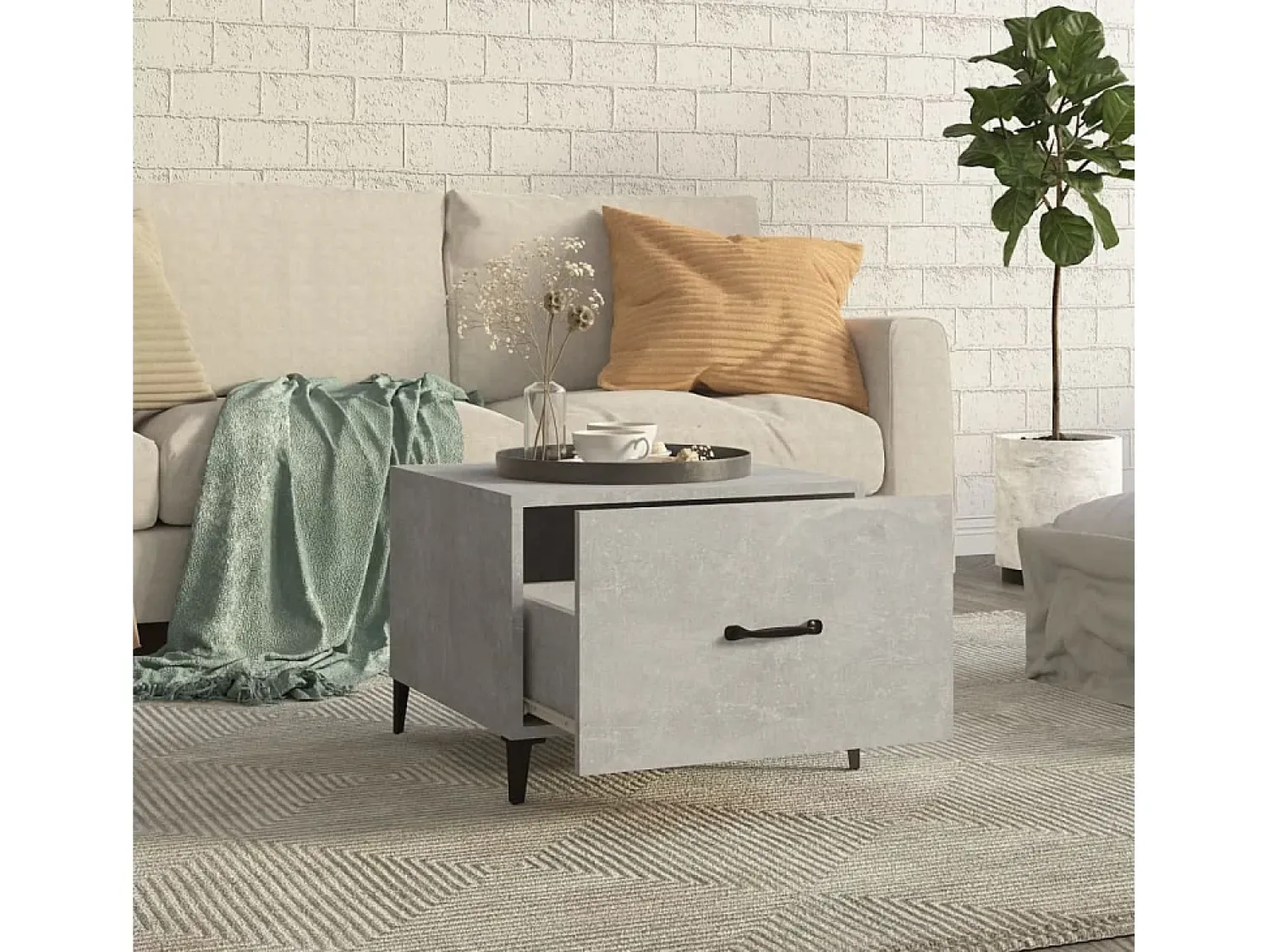 Mesas de centro + pernas de metal 2pcs 50x50x40 cm sonoma cinza PT778537^ Mesa De Apoio