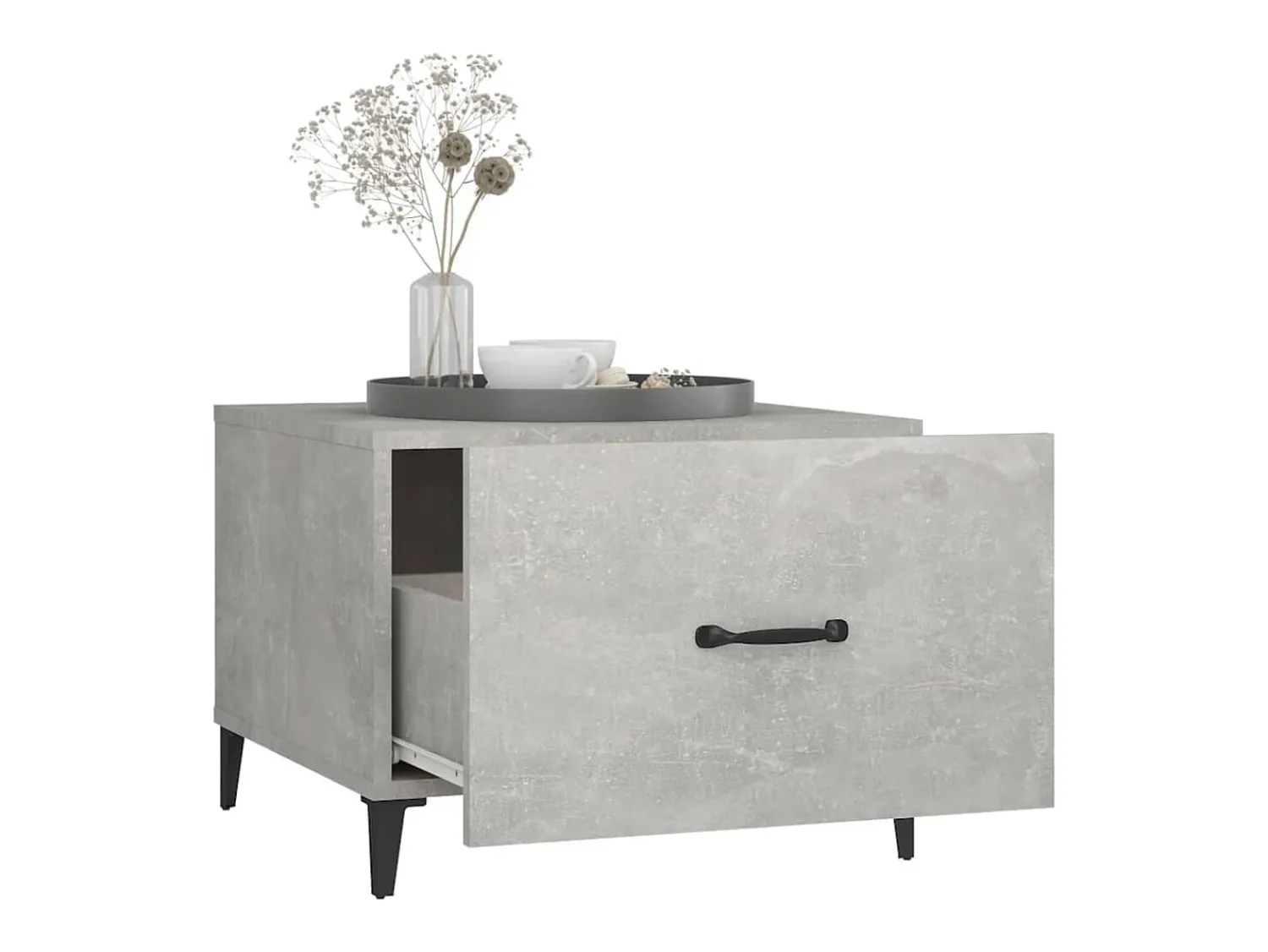 Mesas de centro + pernas de metal 2pcs 50x50x40 cm sonoma cinza PT778537^ Mesa De Apoio