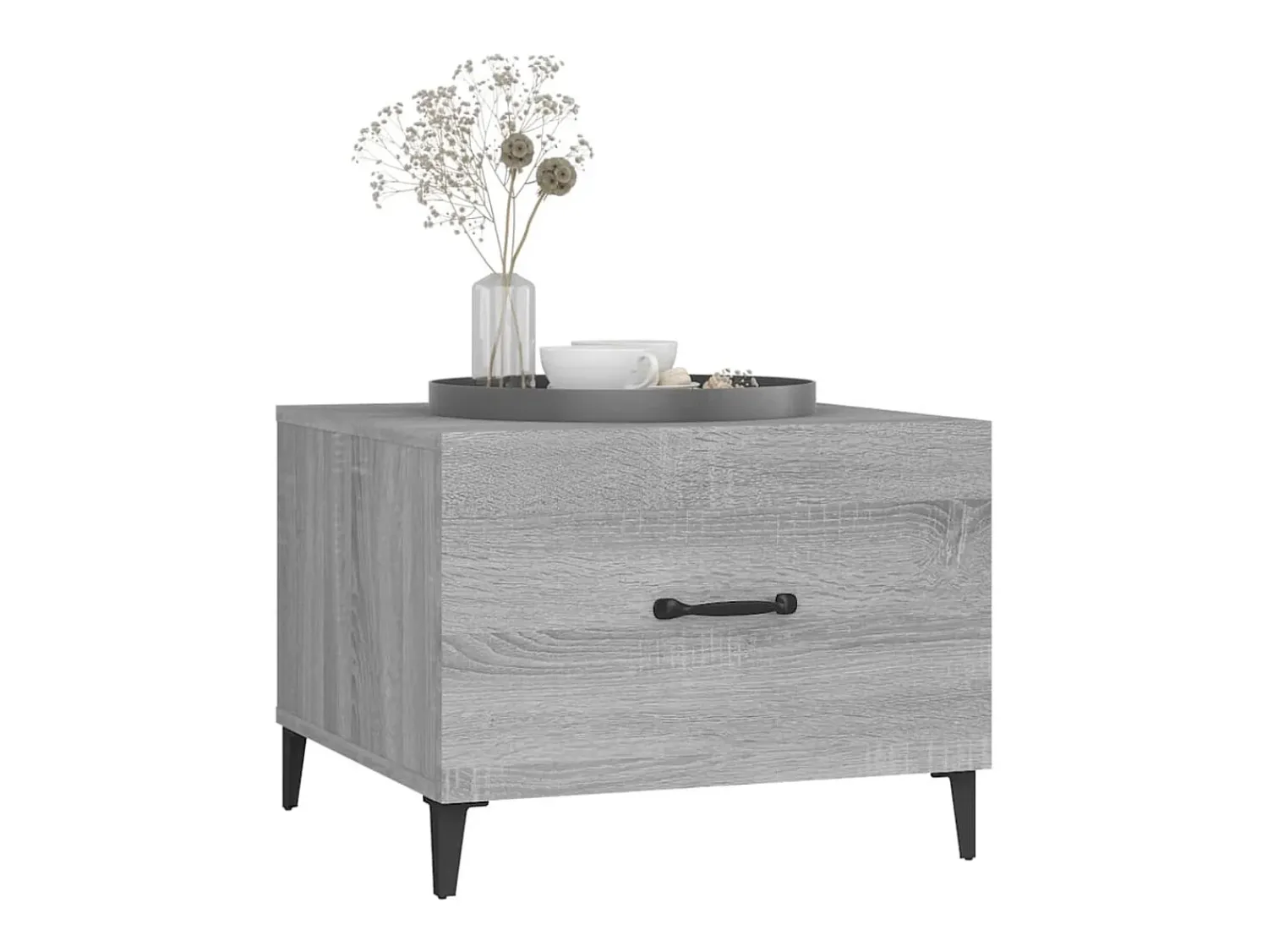 Mesas de centro + pernas de metal 2pcs 50x50x40 cm sonoma cinza PT632647^ Mesa De Apoio