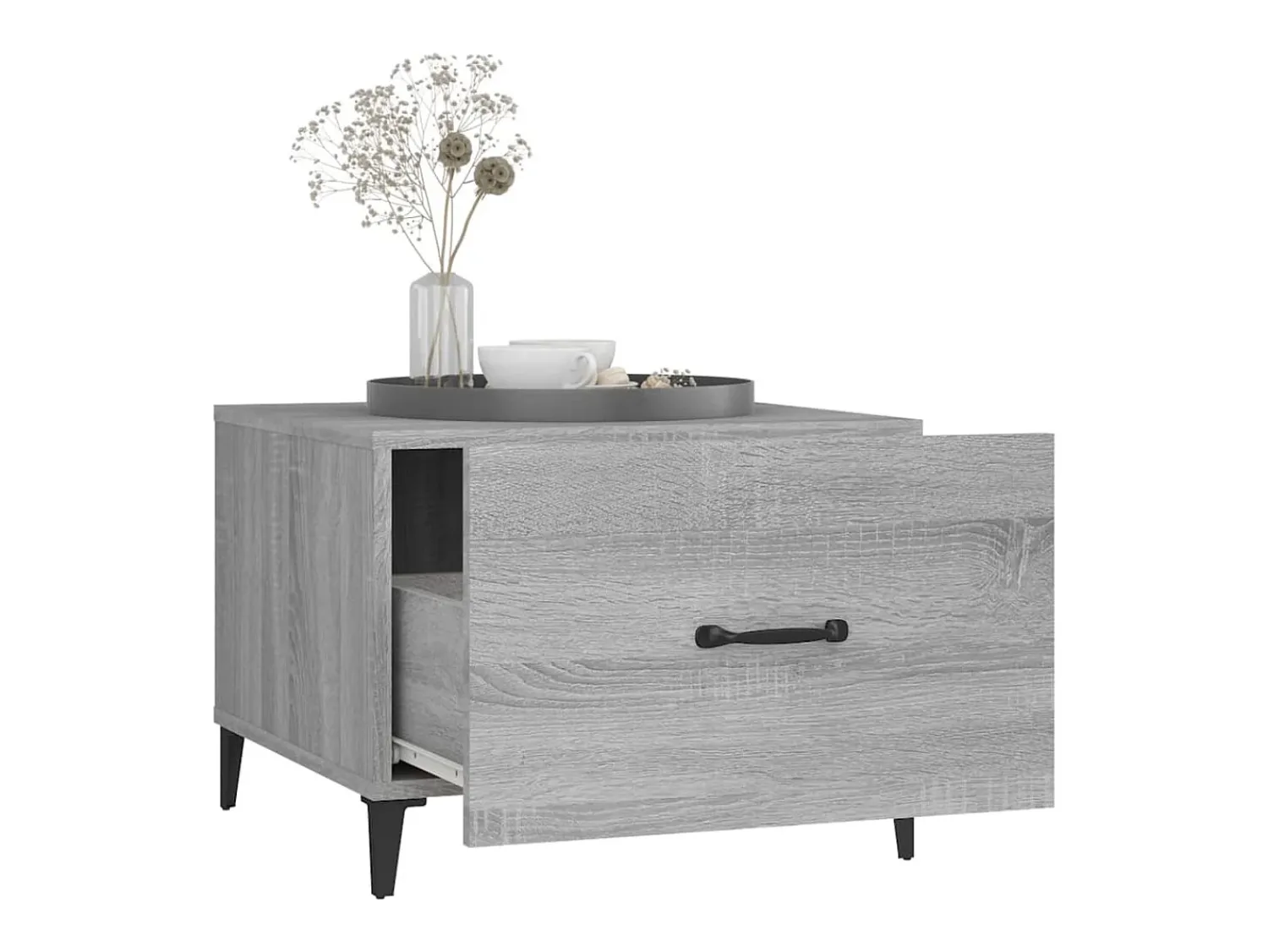 Mesas de centro + pernas de metal 2pcs 50x50x40 cm sonoma cinza PT632647^ Mesa De Apoio
