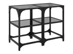 Best Mesas de centro c/ tampo em vidro 2 pcs 30x30x45 cm aço PT632794 Preto