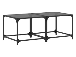 Mesa De Centro* Mesas de centro c/ topo em vidro 2 pcs 50x50x40 cm aço PT842609 Preto