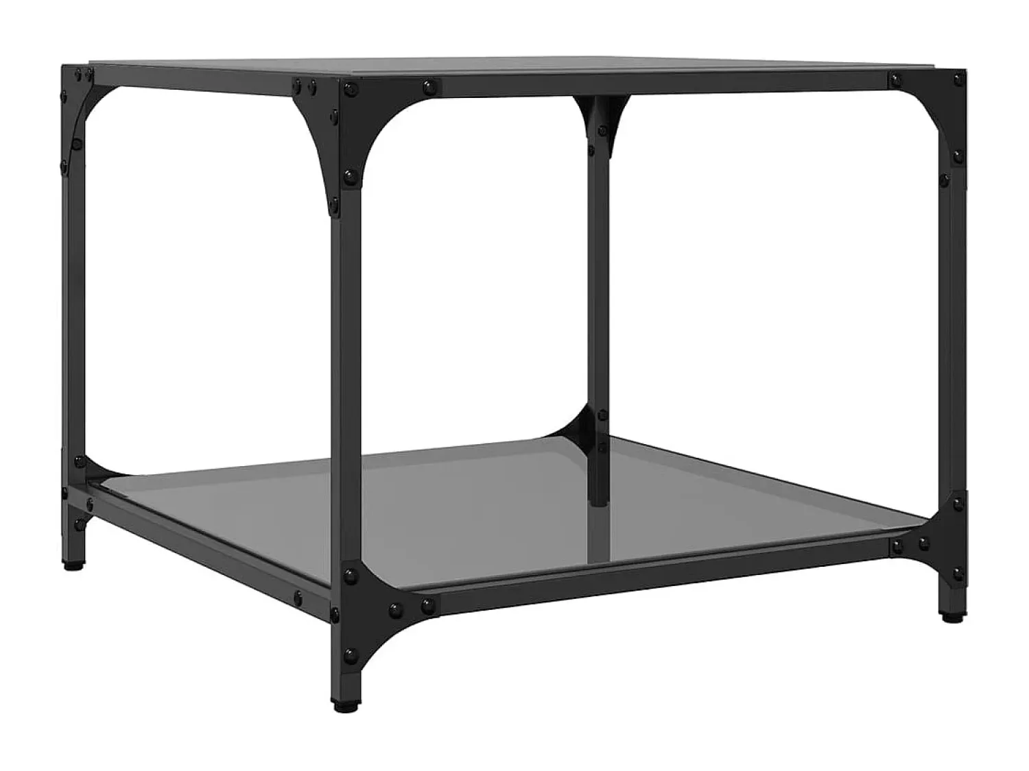 Mesa De Centro*vidaxl Mesas de centro c/ topo em vidro 2 pcs 50x50x40 cm aço Preto