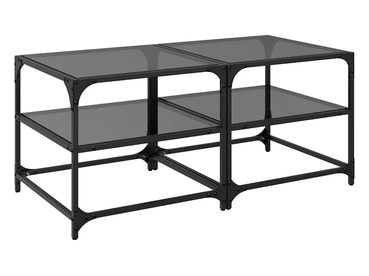 Mesa De Centro|vidaxl Mesas de centro c/ topo em vidro 2 pcs 50x50x45 cm aço Preto