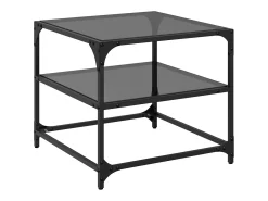 Mesas de centro c/ topo em vidro 2 pcs 50x50x45 cm aço PT151170 Preto