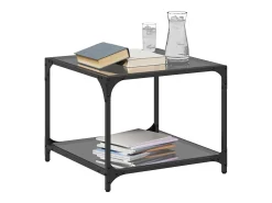 Mesa De Centro* Mesas de centro c/ topo em vidro 2 pcs 50x50x40 cm aço PT283275 Preto