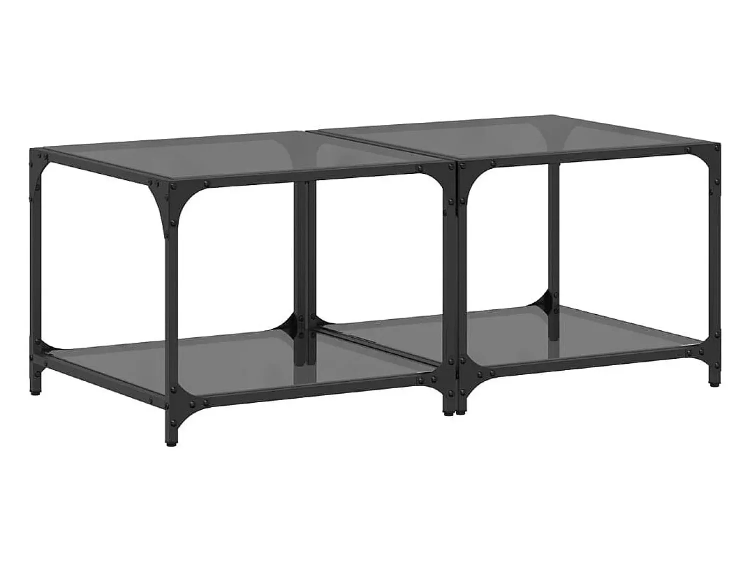 Mesa De Centro* Mesas de centro c/ topo em vidro 2 pcs 50x50x40 cm aço PT283275 Preto