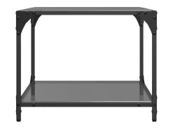Mesa De Centro* Mesas de centro c/ topo em vidro 2 pcs 50x50x40 cm aço PT283275 Preto