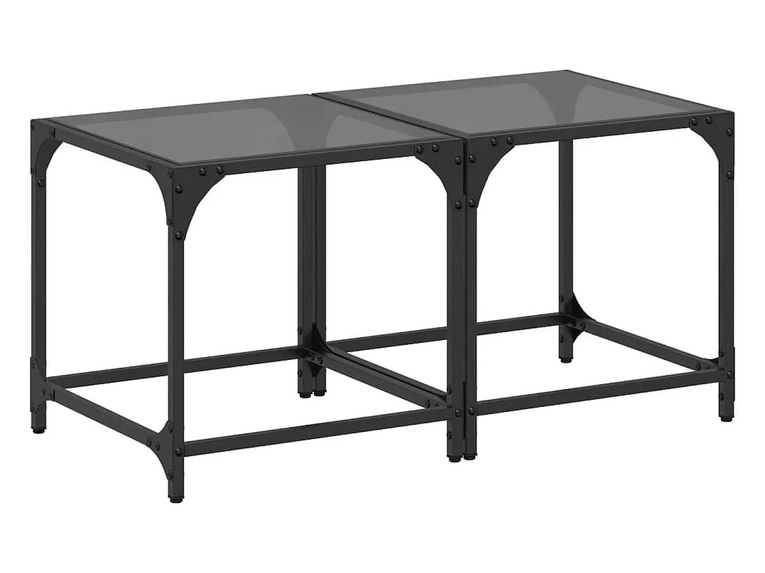 Mesa De Centro* Mesas de centro c/ topo em vidro 2 pcs 40x40x40 cm aço PT448207 Preto