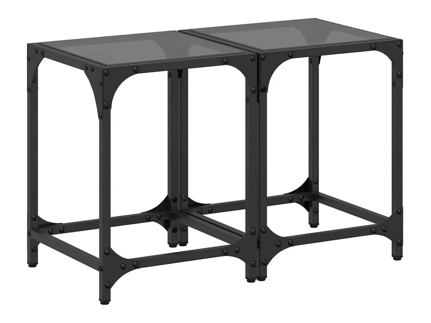 Mesas de centro c/ topo em vidro 2 pcs 30x30x40 cm aço PT172250 Preto