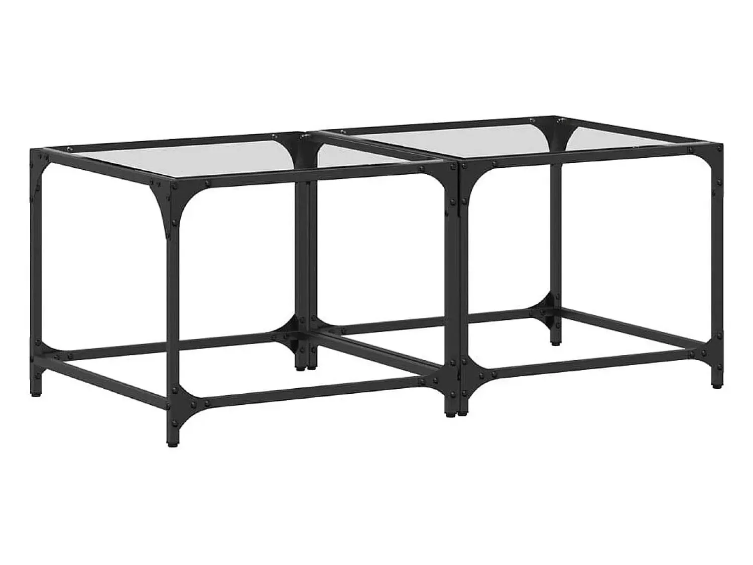 Mesa De Centro|vidaxl Mesas de centro c/ topo vidro 2 pcs 50x50x40cm aço Transparente