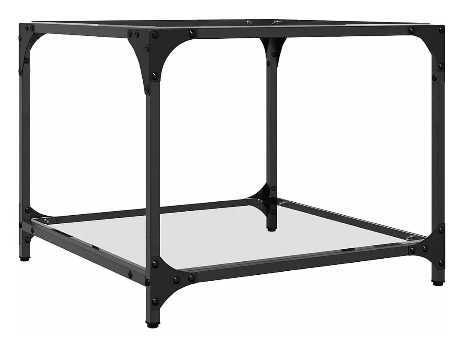 Discount vidaxl Mesas de centro c/ topo vidro 2 pcs 50x50x40cm aço Transparente