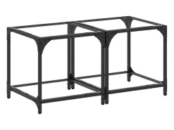 Mesa De Centro* Mesas de centro c/ topo vidro 2 pcs 40x40x40cm aço PT883400 Transparente