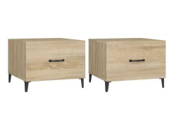 Mesa De Apoio* Mesas de centro com pernas de metal 2 pcs 50x50x40 cm sonoma PT238449 Castanho