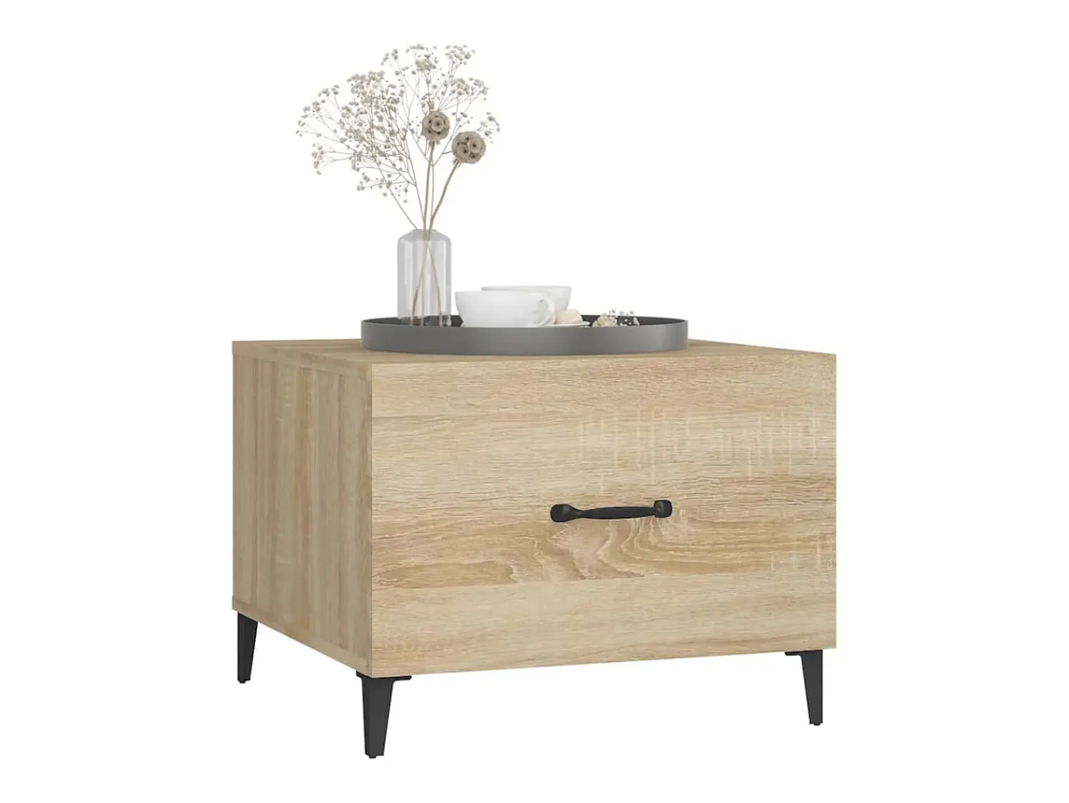 Mesa De Centro|vidaxl Mesas de centro com pernas de metal 2 pcs 50x50x40 cm sonoma Natural claro