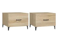 Mesa De Centro|vidaxl Mesas de centro com pernas de metal 2 pcs 50x50x40 cm sonoma Natural claro
