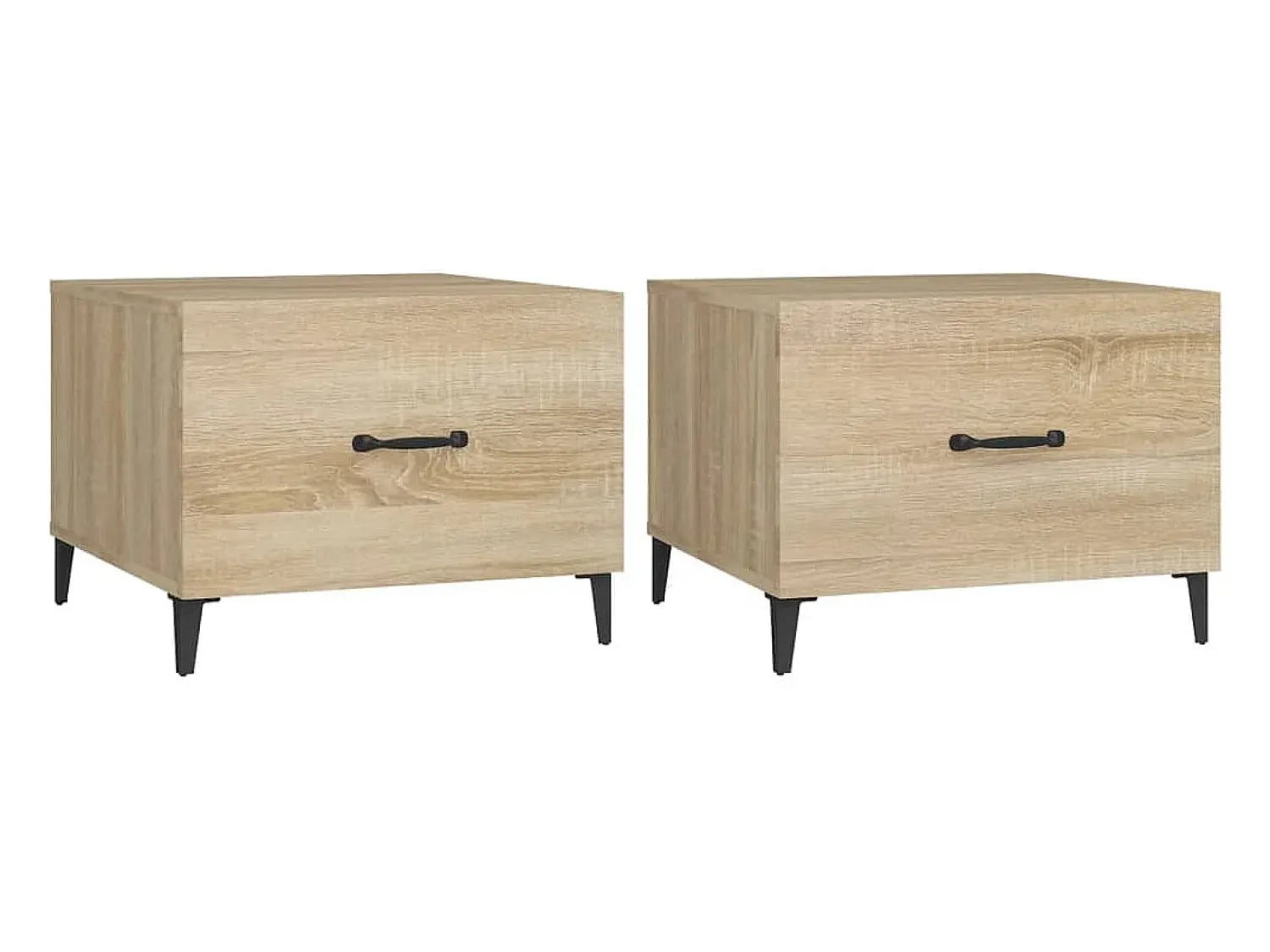 Mesa De Centro|vidaxl Mesas de centro com pernas de metal 2 pcs 50x50x40 cm sonoma Natural claro
