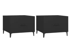 Mesa De Centro*vidaxl Mesas de centro com pernas de metal 2 pcs 50x50x40 cm Preto