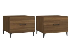 Mesa De Apoio| Mesas de centro com pernas de metal 2 pcs 50x50x40 cm PT945191 Castanho