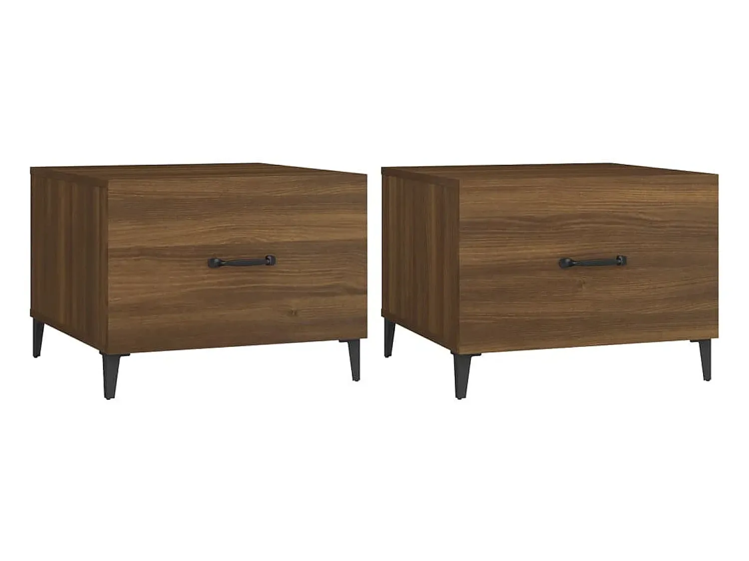 Mesa De Apoio| Mesas de centro com pernas de metal 2 pcs 50x50x40 cm PT945191 Castanho