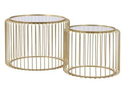 Mesa De Centro|Vente-unique Mesas de centro de encaixar em metal e vidro - FERIDA Dourado