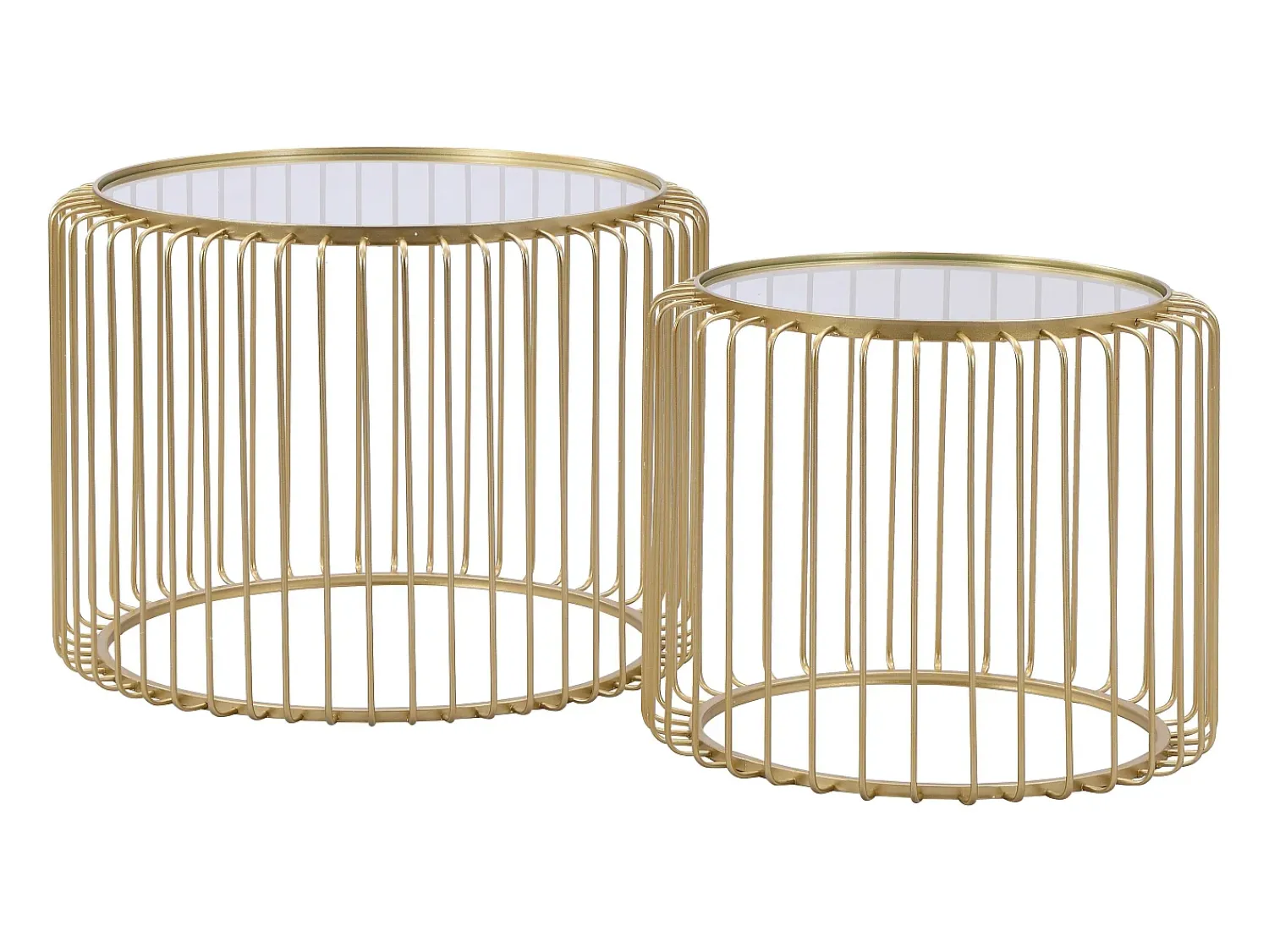 Mesa De Centro|Vente-unique Mesas de centro de encaixar em metal e vidro - FERIDA Dourado