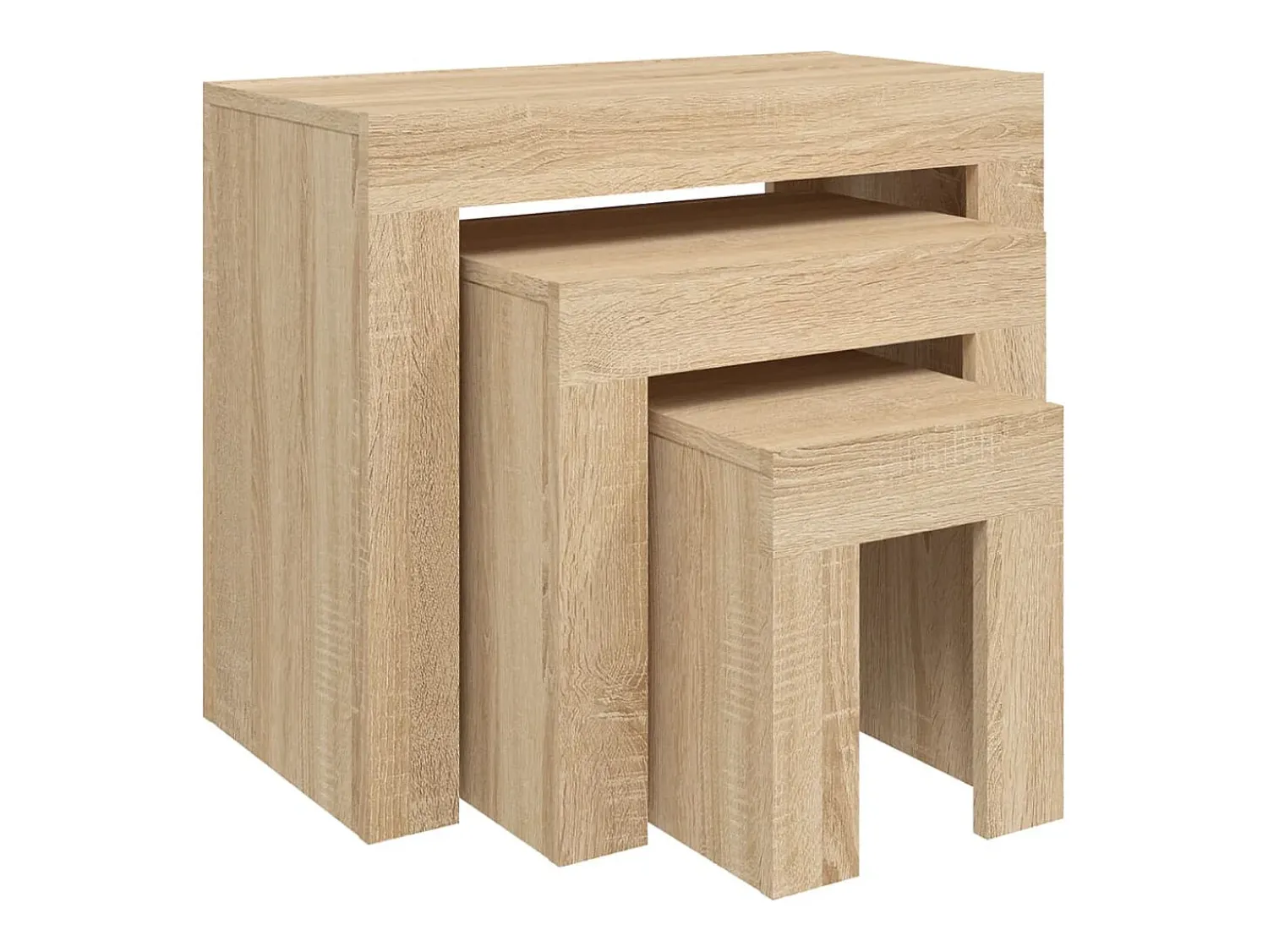 Mesa De Centro*vidaxl Mesas de centro de encastrar 3pcs contraplacado carvalho sonoma Natural claro