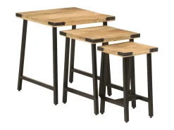 Mesa De Centro* Mesas de centro de encastrar 3 pcs mangueira maciça e ferro PT383653 Castanho
