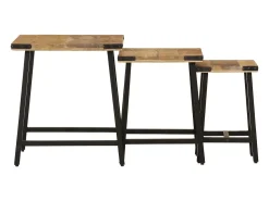 Mesa De Centro* Mesas de centro de encastrar 3 pcs mangueira maciça e ferro PT383653 Castanho