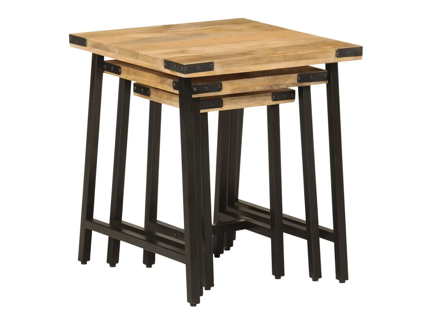 Mesa De Centro* Mesas de centro de encastrar 3 pcs mangueira maciça e ferro PT383653 Castanho