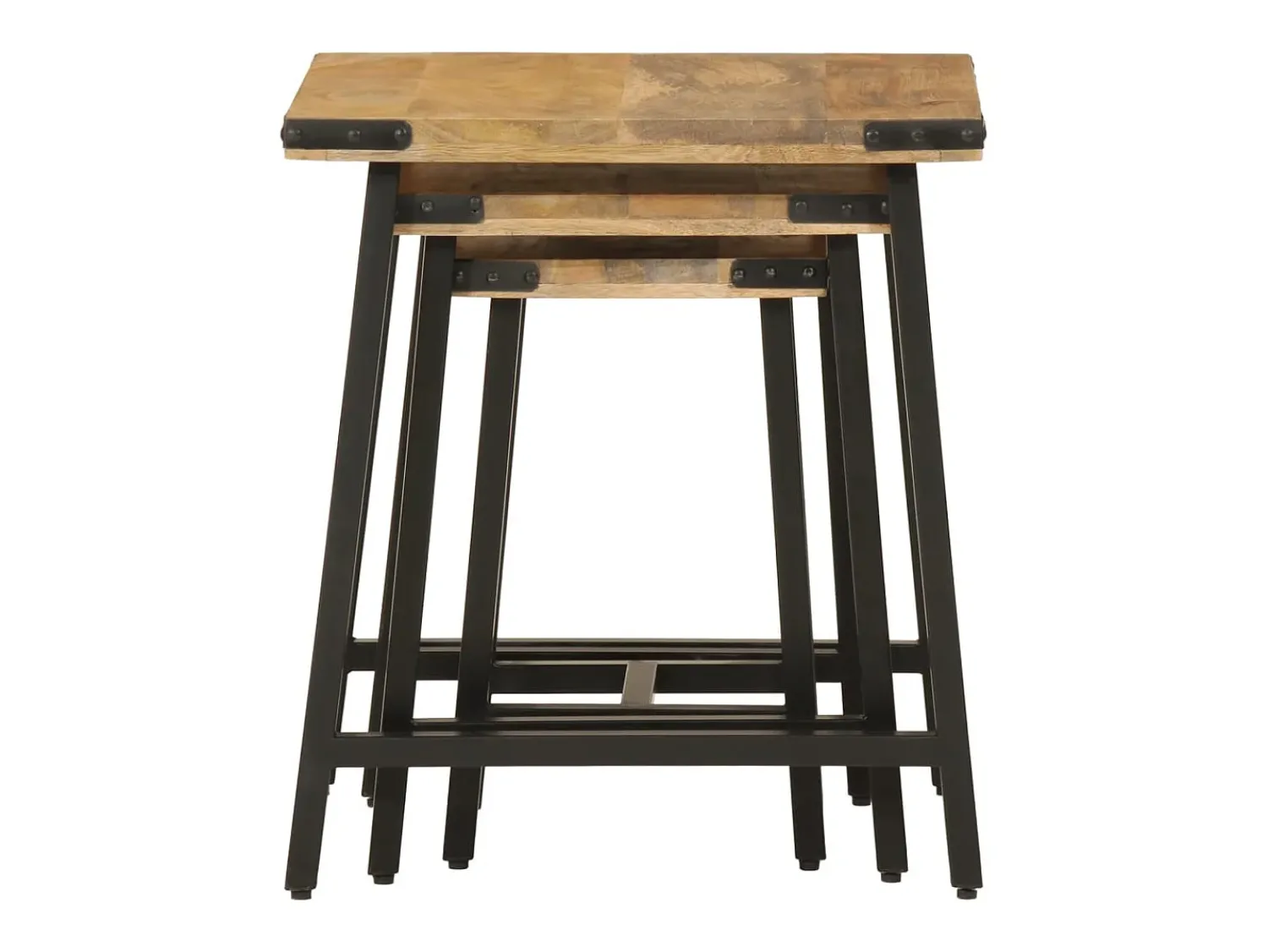 Mesa De Centro* Mesas de centro de encastrar 3 pcs mangueira maciça e ferro PT383653 Castanho
