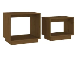 Outlet vidaxl Mesas de centro de encastrar 2 pcs pinho maciço castanho mel Natural claro