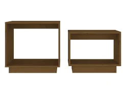 Outlet vidaxl Mesas de centro de encastrar 2 pcs pinho maciço castanho mel Natural claro