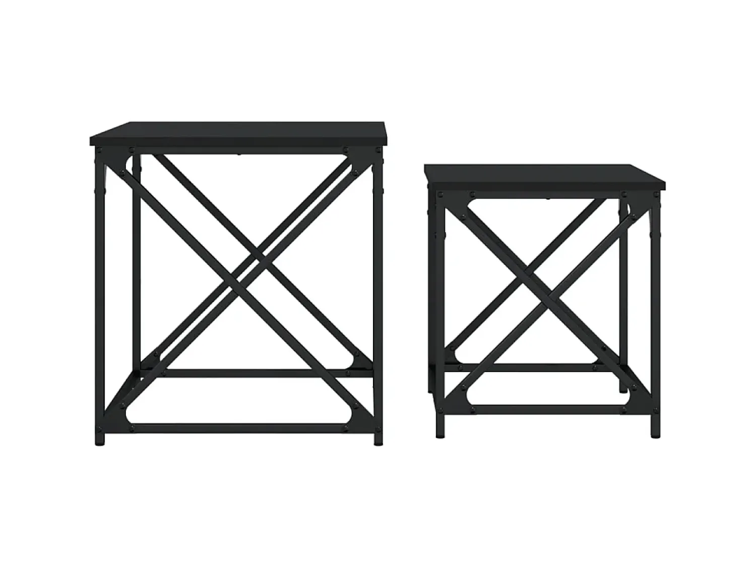 Mesa De Centro* Mesas de centro de encastrar 2 pcs derivados de madeira PT833359 Preto