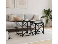 Mesa De Centro* Mesas de centro de encastrar 2 pcs derivados de madeira PT833359 Preto