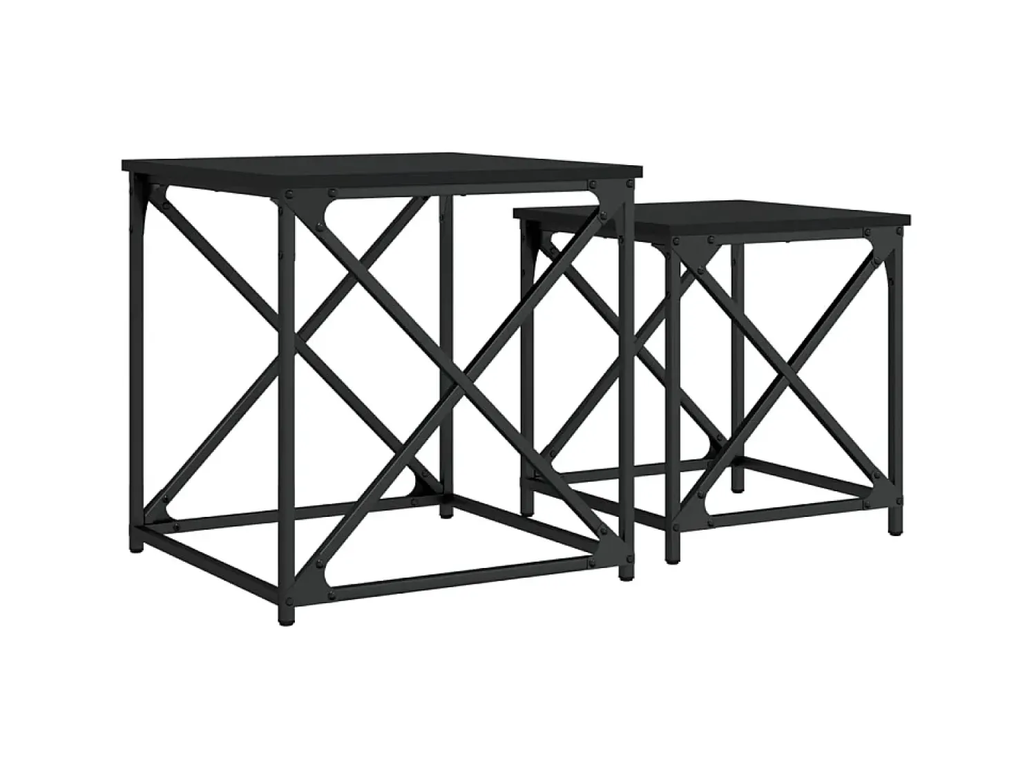 Mesa De Centro* Mesas de centro de encastrar 2 pcs derivados de madeira PT833359 Preto