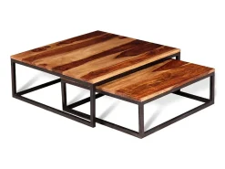 Mesa De Centro| Mesas de centro de encastrar 2 pcs madeira de sheesham maciça PT486591 Castanho