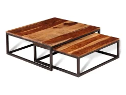 Mesa De Centro| Mesas de centro de encastrar 2 pcs madeira de sheesham maciça PT486591 Castanho