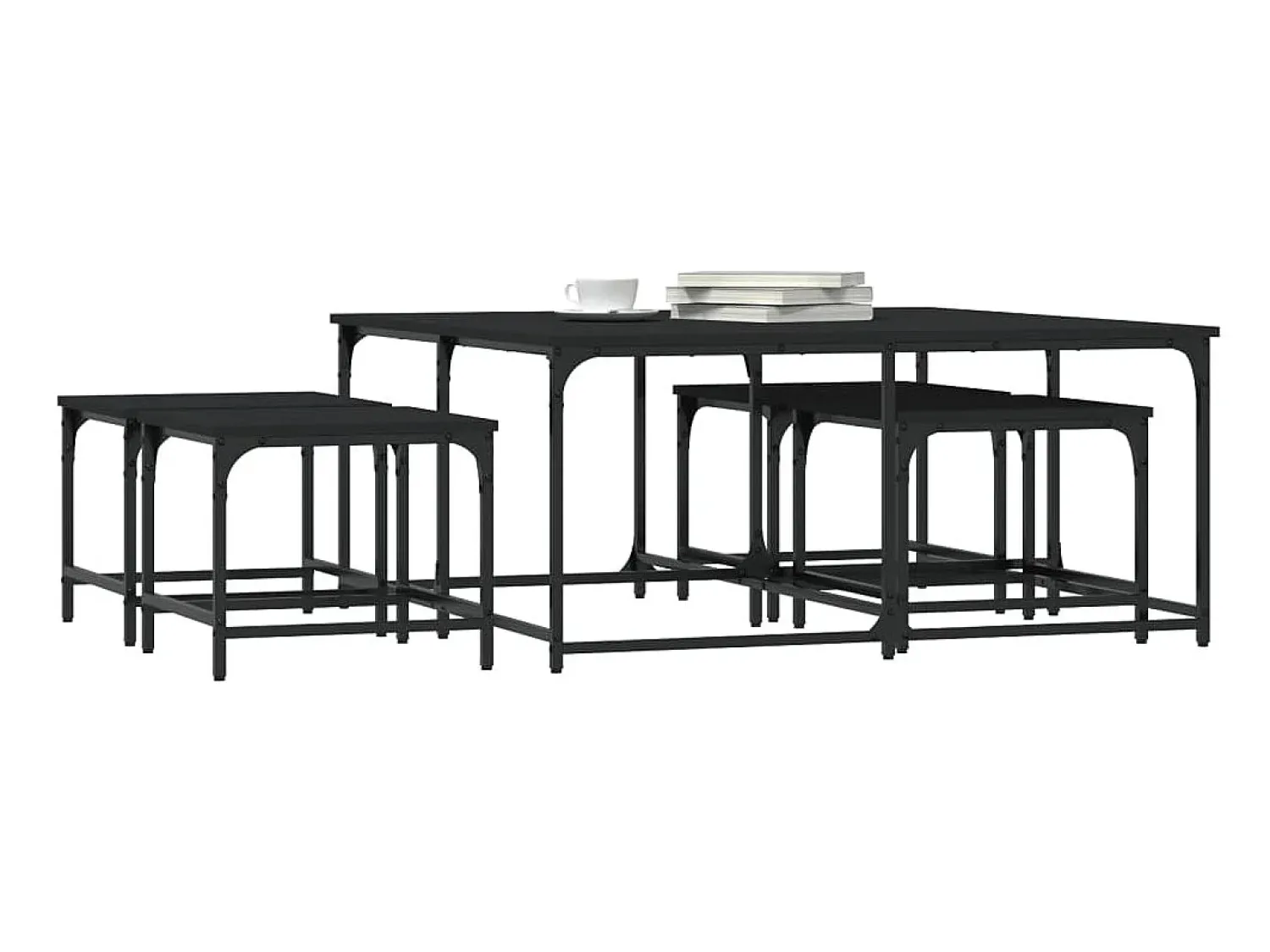 Mesa De Centro* Mesas de centro de encastrar 5 pcs derivados de madeira PT771981 Preto