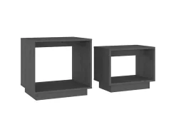 Mesa De Centro| Mesas de centro de encastrar 2 pcs pinho maciço cinza PT402797 Cinzento